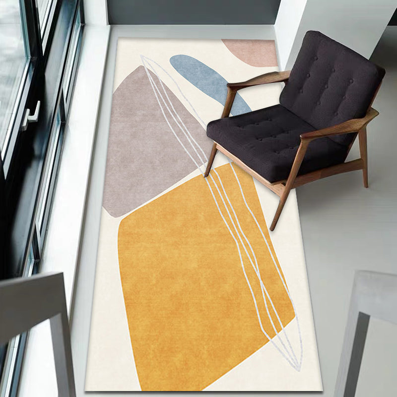 Avtoit | Unique yellow modernist rug Polyester abstract rug washable pet-friendly non-slip rug for the living room