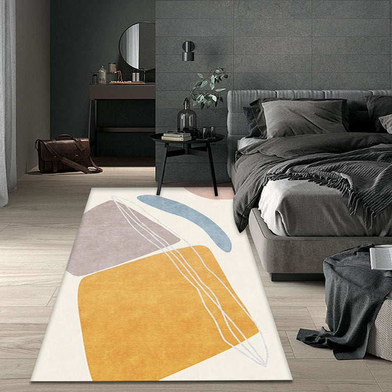 Avtoit | Unique yellow modernist rug Polyester abstract rug washable pet-friendly non-slip rug for the living room