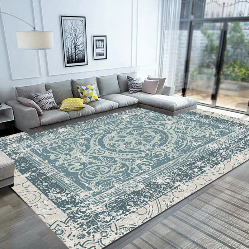 Avtoit | Green Moroccan Carpet Polyester Medallion Pattern Carpet pet friendly washable anti-slip backing Carpet for decoration
