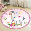 Avtoit | Kids Deer Pattern Carpet with Flowers White and Blue Polyester Carpet Non-Slip Backing Washable Pet-Friendly Carpet for the Bedroom
