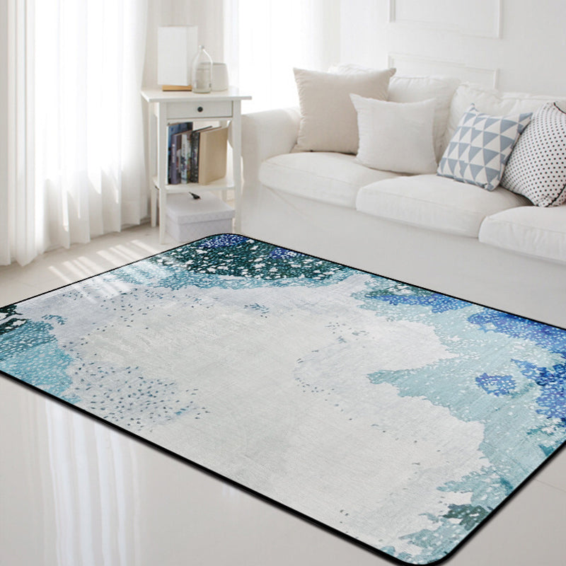 Avtoit | Simple Abstract Rug Blue and Green Polyester Rug Washable Pet-Friendly Non-Slip Area Rug for Living Room