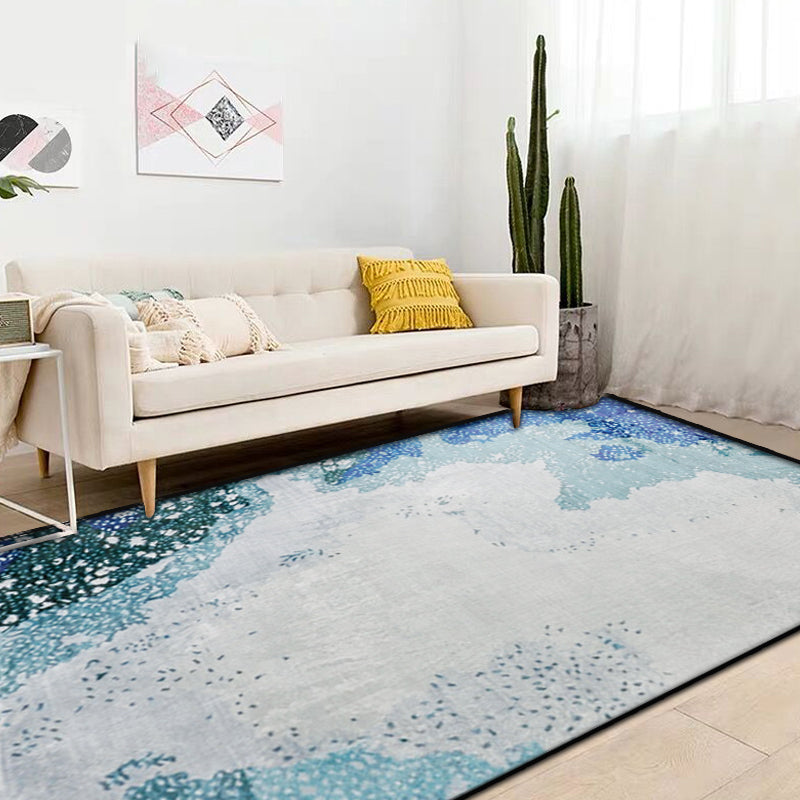 Avtoit | Simple Abstract Rug Blue and Green Polyester Rug Washable Pet-Friendly Non-Slip Area Rug for Living Room