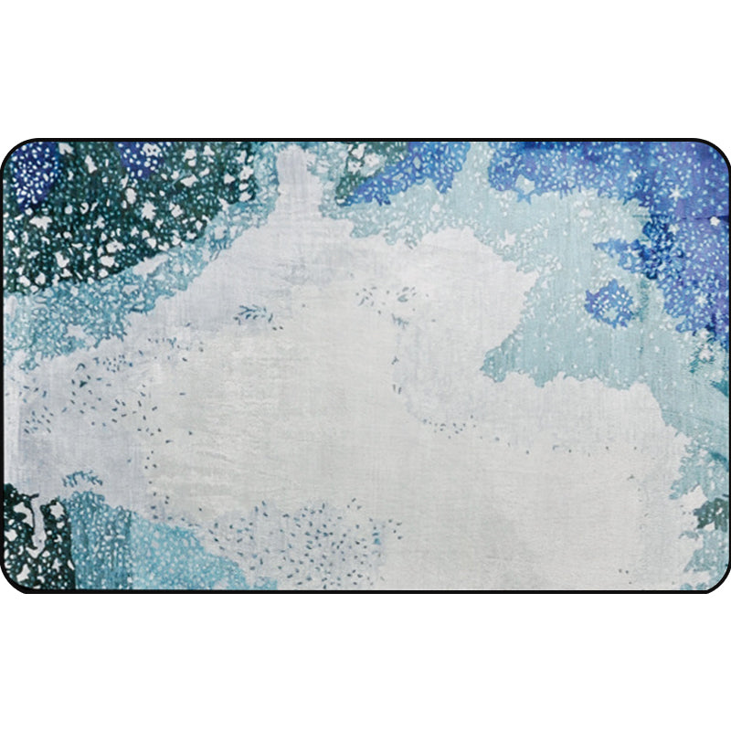 Avtoit | Simple Abstract Rug Blue and Green Polyester Rug Washable Pet-Friendly Non-Slip Area Rug for Living Room