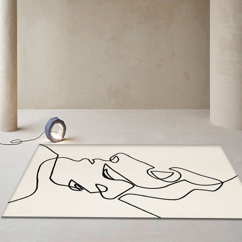 Avtoit | Creative Scandinavian Area Rug Beige Abstract Rug Pet-Friendly Non-Slip Washable Carpet for Decoration