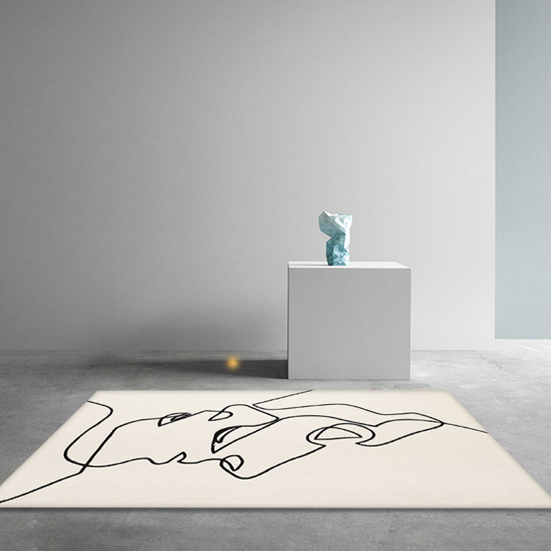 Avtoit | Creative Scandinavian Area Rug Beige Abstract Rug Pet-Friendly Non-Slip Washable Carpet for Decoration