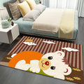 Avtoit | Stylish Multicolor Children's Mat Polyester Animal and Stripe Pattern Mat Washable Pet Friendly Nonslip Carpet for Children's Room