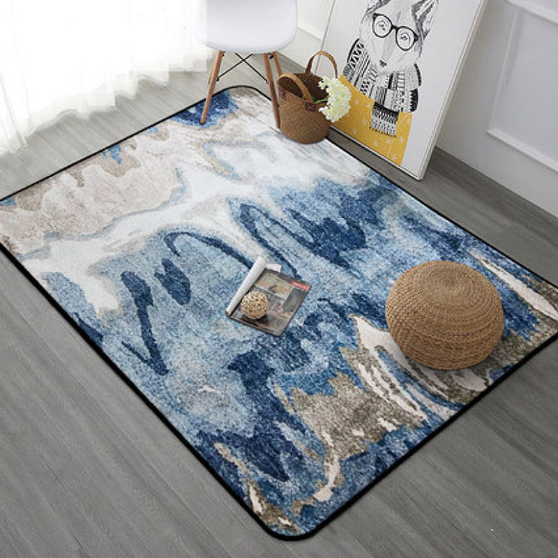Avtoit | Creative abstract rug Blue Shabby Chic rug Polyester machine washable non-slip backing rug for the living room