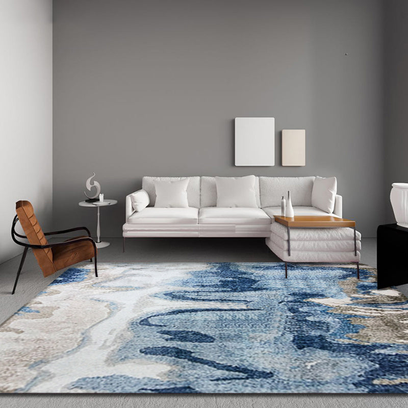 Avtoit | Creative abstract rug Blue Shabby Chic rug Polyester machine washable non-slip backing rug for the living room