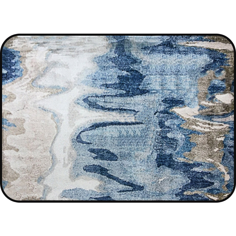 Avtoit | Creative abstract rug Blue Shabby Chic rug Polyester machine washable non-slip backing rug for the living room
