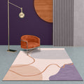 Avtoit | Modernist Color Block Carpet Pink Polyester Carpet Non-Slip Back Washable Pet Friendly Area Rug for Home