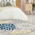 Avtoit | Moroccan Floral Pattern Carpet Blue and Gray Polyester Carpet Washable Pet-Friendly Non-Slip Living Room Rug