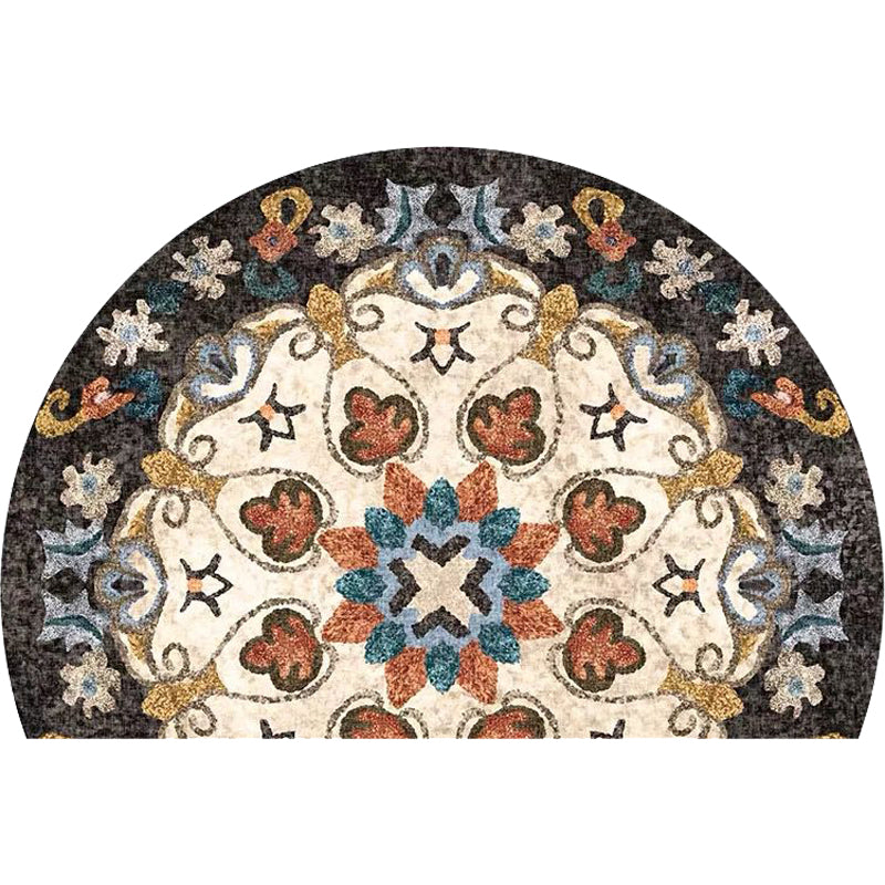 Avtoit | Bohemian Floral Pattern Rug Multicolor Polyester Rug Machine Washable Non-Slip Back Rug for Living Room