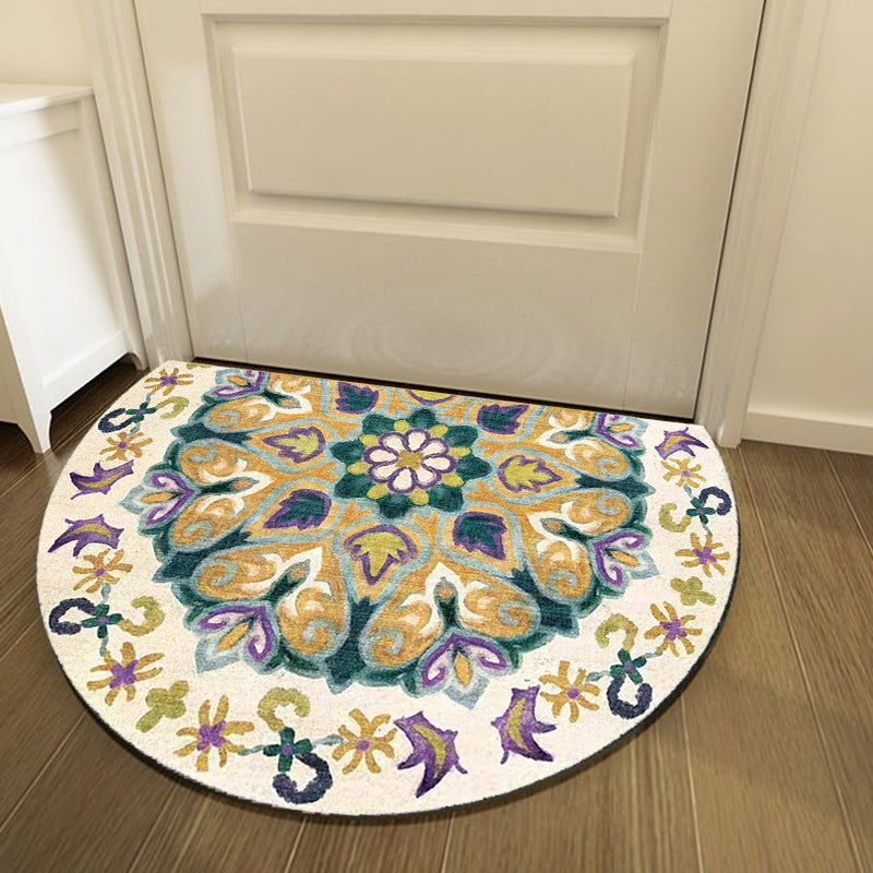 Avtoit | Bohemian Floral Pattern Rug Multicolor Polyester Rug Machine Washable Non-Slip Back Rug for Living Room