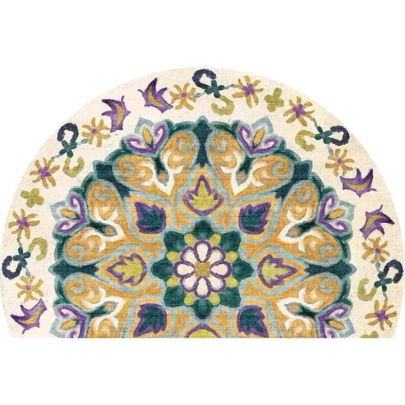 Avtoit | Bohemian Floral Pattern Rug Multicolor Polyester Rug Machine Washable Non-Slip Back Rug for Living Room