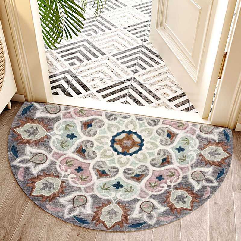 Avtoit | Bohemian Floral Pattern Rug Multicolor Polyester Rug Machine Washable Non-Slip Back Rug for Living Room