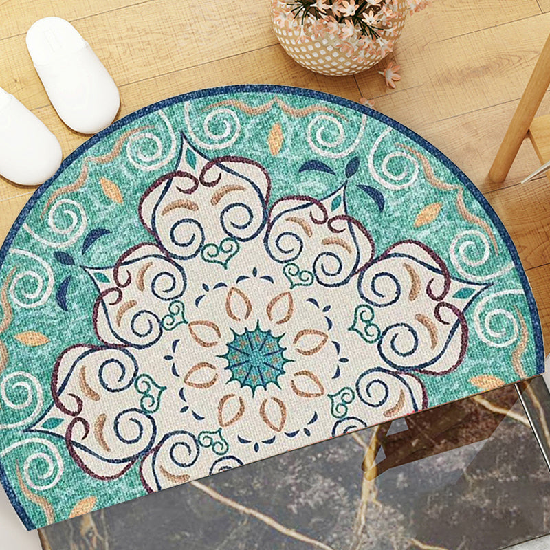 Avtoit | Bohemian Floral Pattern Rug Multicolor Polyester Rug Machine Washable Non-Slip Back Rug for Living Room