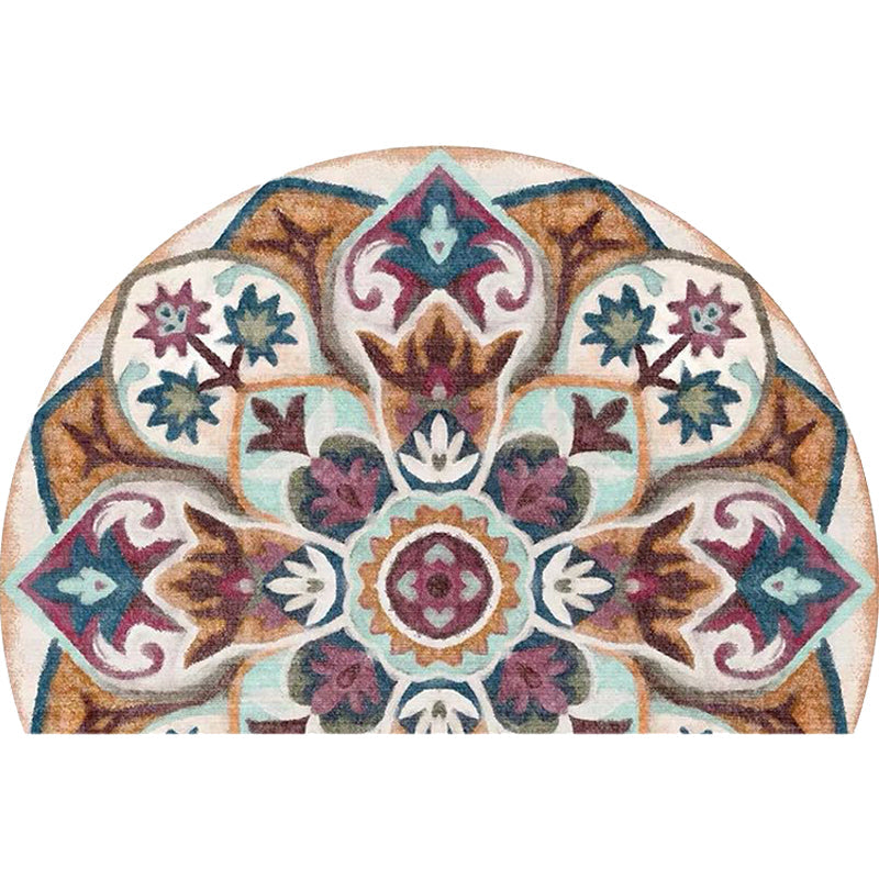 Avtoit | Bohemian Floral Pattern Rug Multicolor Polyester Rug Machine Washable Non-Slip Back Rug for Living Room