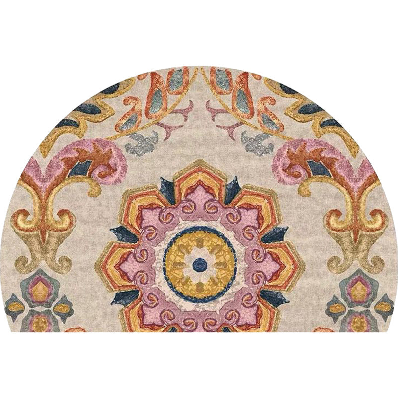 Avtoit | Bohemian Floral Pattern Rug Multicolor Polyester Rug Machine Washable Non-Slip Back Rug for Living Room