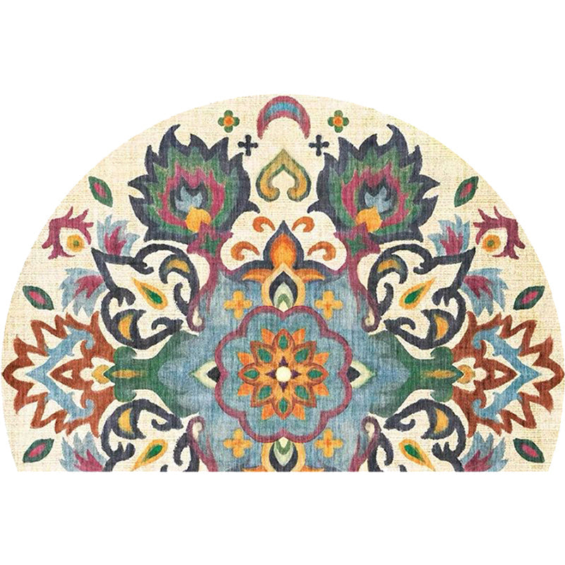 Avtoit | Bohemian Floral Pattern Rug Multicolor Polyester Rug Machine Washable Non-Slip Back Rug for Living Room