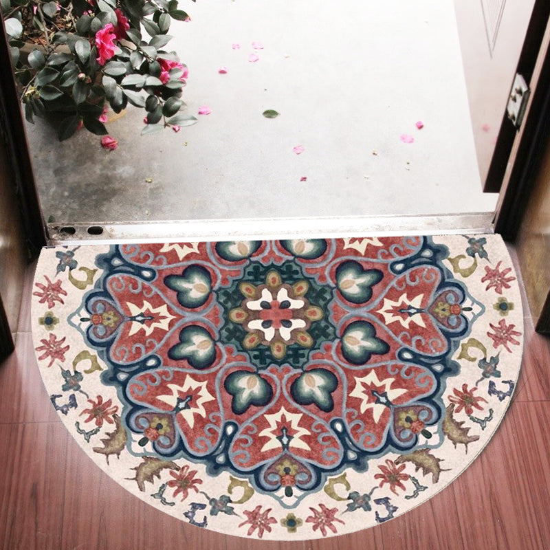 Avtoit | Bohemian Floral Pattern Rug Multicolor Polyester Rug Machine Washable Non-Slip Back Rug for Living Room