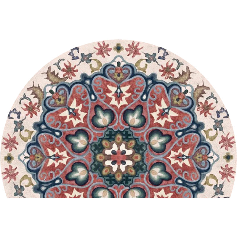 Avtoit | Bohemian Floral Pattern Rug Multicolor Polyester Rug Machine Washable Non-Slip Back Rug for Living Room