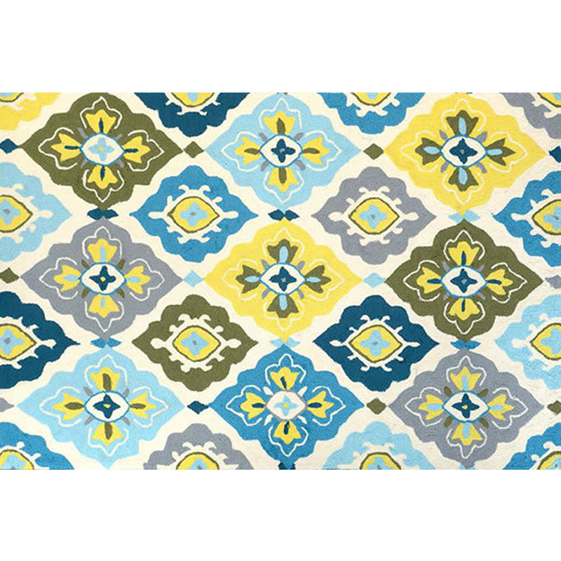 Avtoit | Retro Azulejo Pattern Rug Multicolor Polyester Rug Washable Pet Friendly Non-Slip Rug for the Living Room