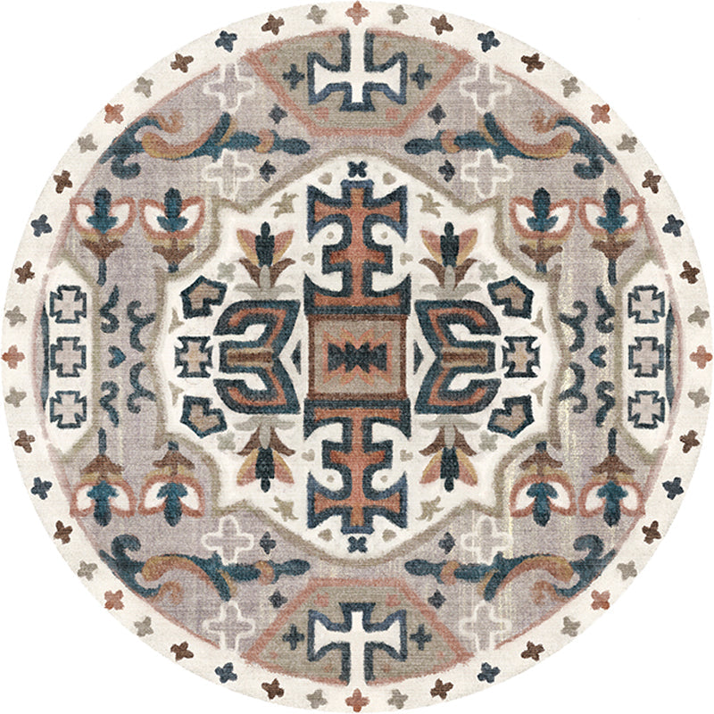 Avtoit | Stylish Tribal Flower Pattern Rug Multicolored Moroccan Rug Polyester Pet Friendly Non-Slip Back Washable Rug for the Living Room