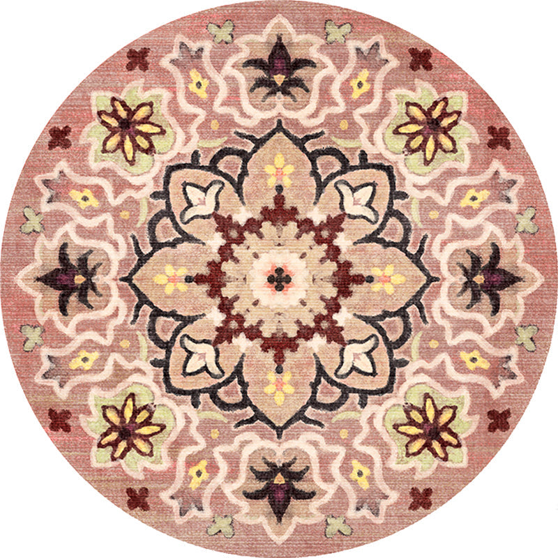 Avtoit | Stylish Tribal Flower Pattern Rug Multicolored Moroccan Rug Polyester Pet Friendly Non-Slip Back Washable Rug for the Living Room