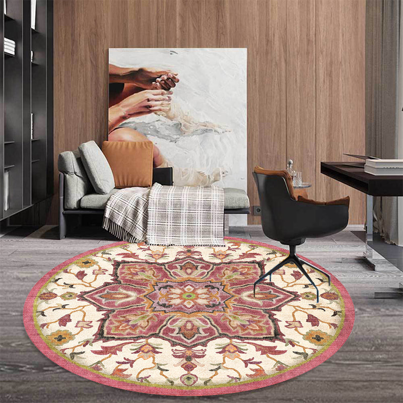 Avtoit | Stylish Tribal Flower Pattern Rug Multicolored Moroccan Rug Polyester Pet Friendly Non-Slip Back Washable Rug for the Living Room