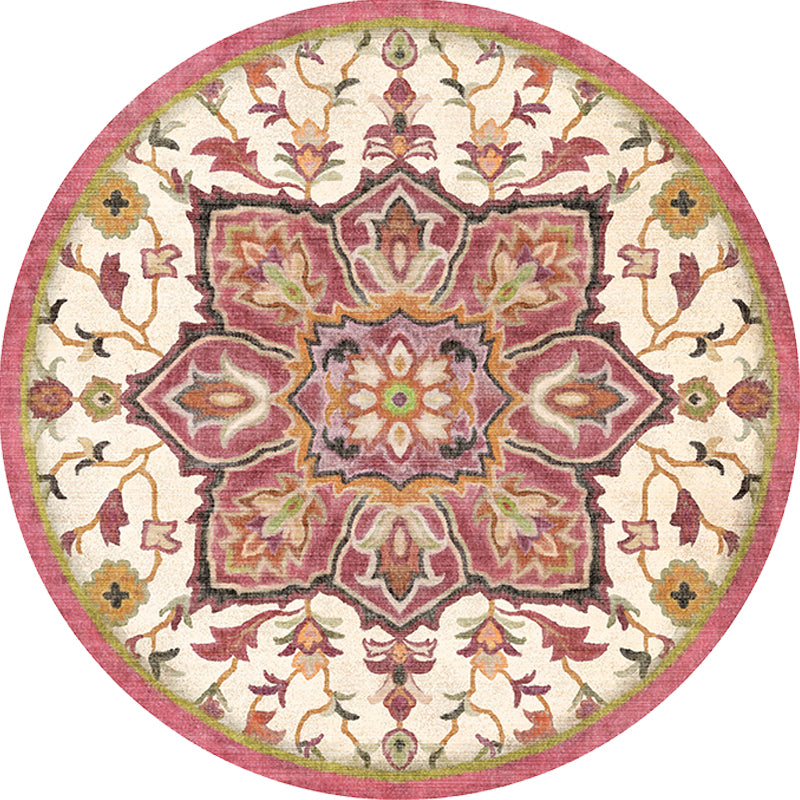 Avtoit | Stylish Tribal Flower Pattern Rug Multicolored Moroccan Rug Polyester Pet Friendly Non-Slip Back Washable Rug for the Living Room