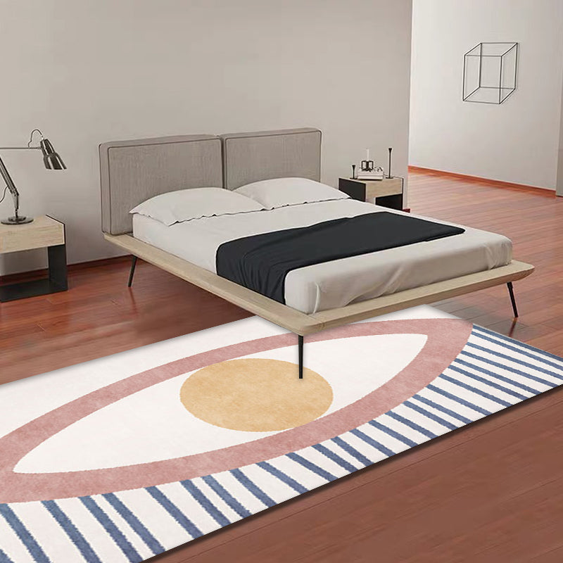 Avtoit | Novelty Eye Pattern Rug Pink Polyester Rug Non-Slip Back Washable Pet-Friendly Rug for Home