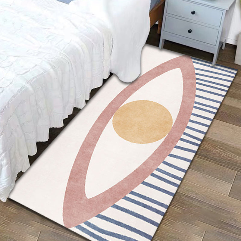 Avtoit | Novelty Eye Pattern Rug Pink Polyester Rug Non-Slip Back Washable Pet-Friendly Rug for Home
