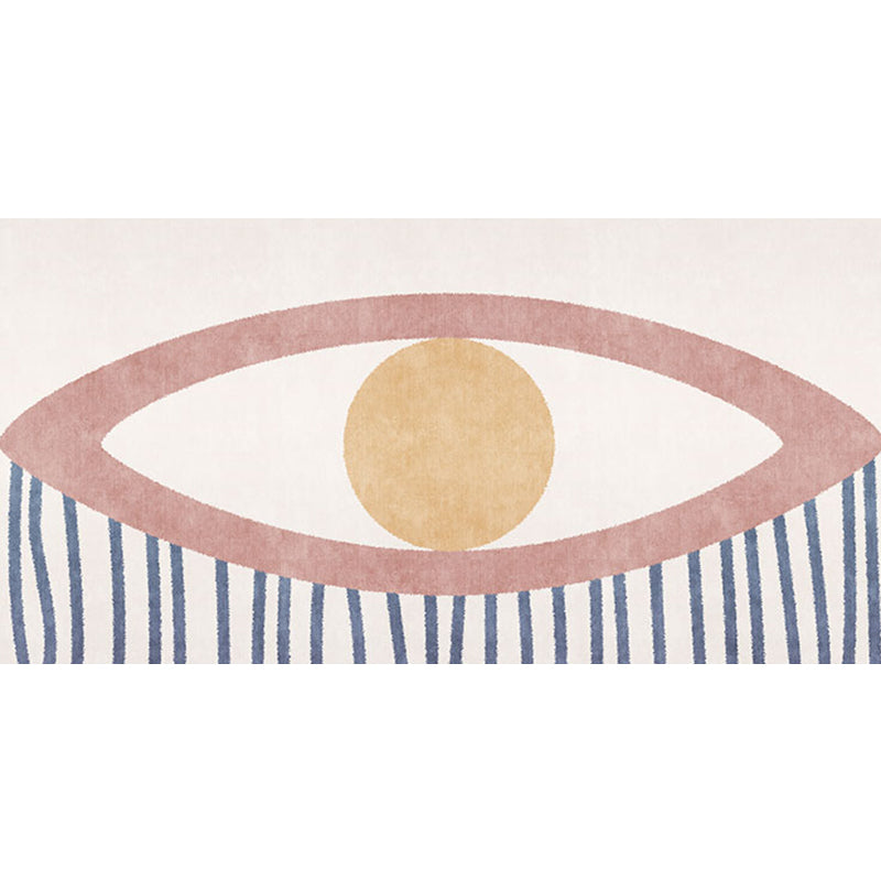 Avtoit | Novelty Eye Pattern Rug Pink Polyester Rug Non-Slip Back Washable Pet-Friendly Rug for Home