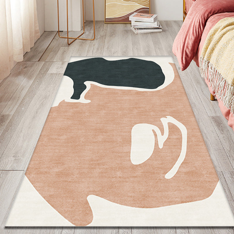 Avtoit | Orange and Black Color Block Carpet Polyester Modern Carpet Washable Anti-Slip Pet Friendly Area Carpet for Living Room