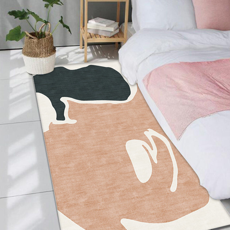 Avtoit | Orange and Black Color Block Carpet Polyester Modern Carpet Washable Anti-Slip Pet Friendly Area Carpet for Living Room