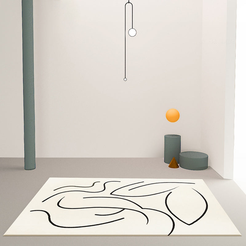 Avtoit | Casual Beige Modernist Carpet Polyester Abstract Carpet Washable Pet-Friendly Non-Slip Carpet for the Living Room