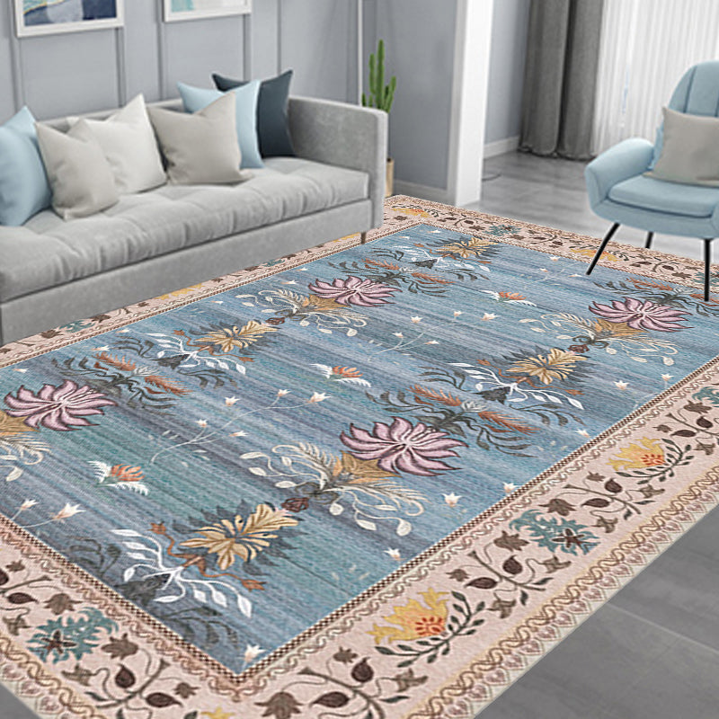 Avtoit | Pink Shabby Chic Carpet Polyester Tribal Floral Pattern Carpet Pet-Friendly Washable Non-Slip Back Carpet for Decoration