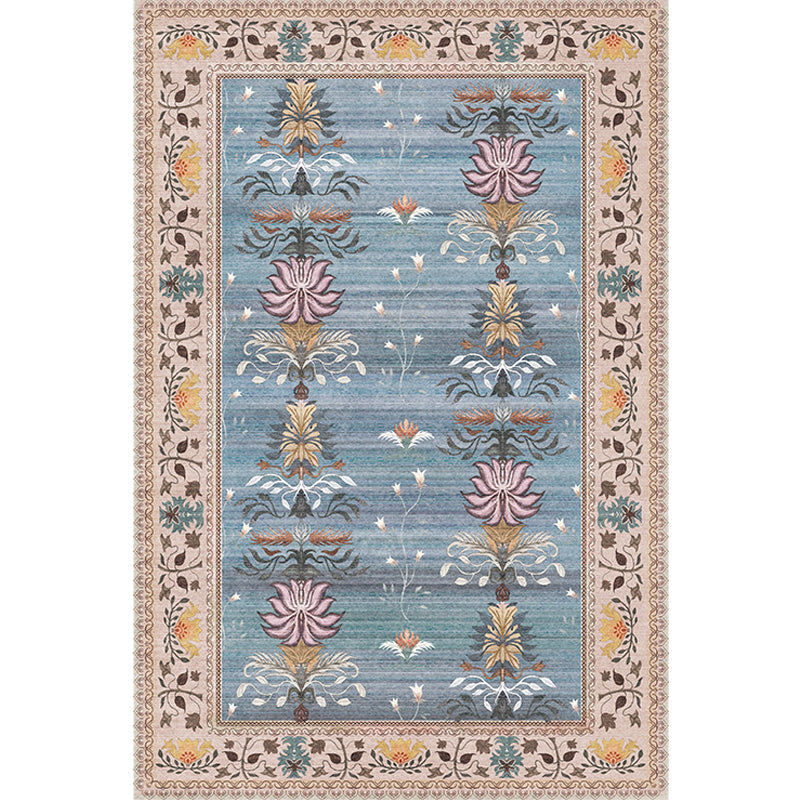 Avtoit | Pink Shabby Chic Carpet Polyester Tribal Floral Pattern Carpet Pet-Friendly Washable Non-Slip Back Carpet for Decoration