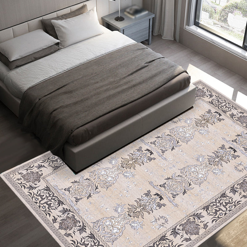 Avtoit | Pink Shabby Chic Carpet Polyester Tribal Floral Pattern Carpet Pet-Friendly Washable Non-Slip Back Carpet for Decoration