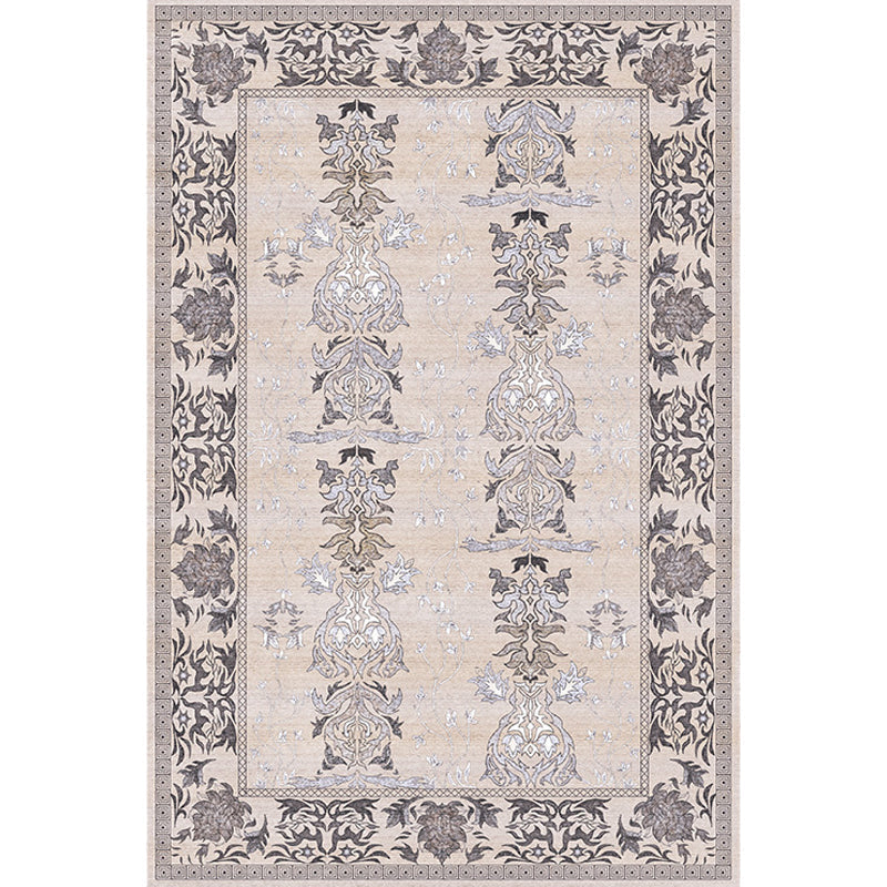 Avtoit | Pink Shabby Chic Carpet Polyester Tribal Floral Pattern Carpet Pet-Friendly Washable Non-Slip Back Carpet for Decoration