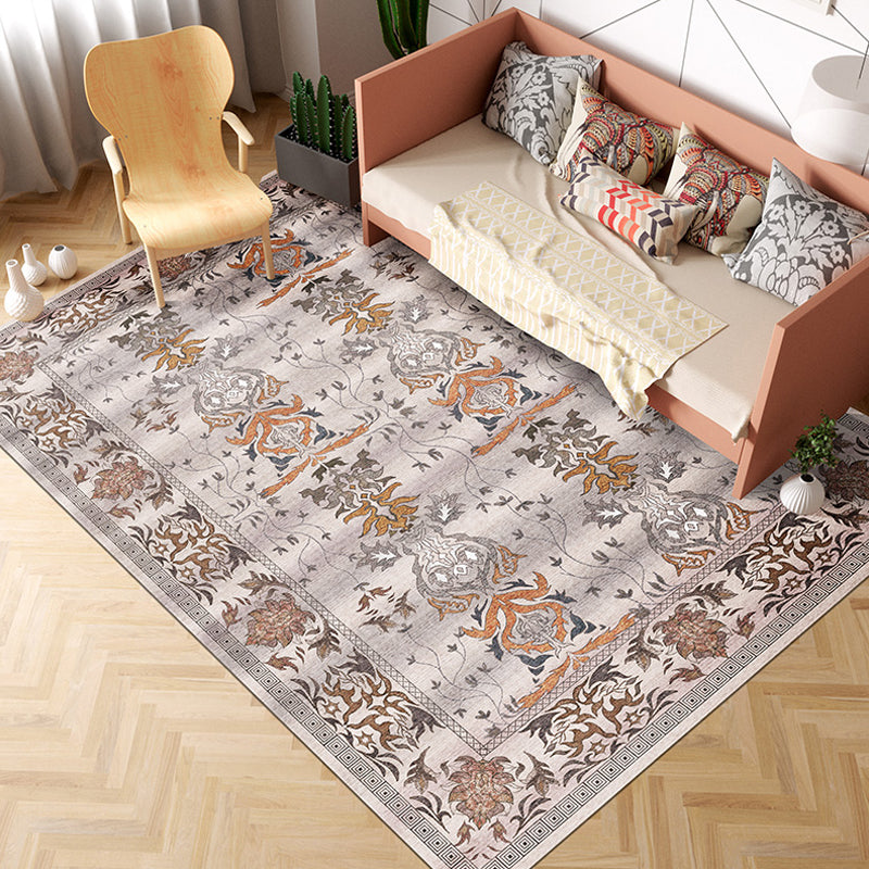 Avtoit | Pink Shabby Chic Carpet Polyester Tribal Floral Pattern Carpet Pet-Friendly Washable Non-Slip Back Carpet for Decoration