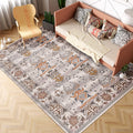 Avtoit | Pink Shabby Chic Carpet Polyester Tribal Floral Pattern Carpet Pet-Friendly Washable Non-Slip Back Carpet for Decoration