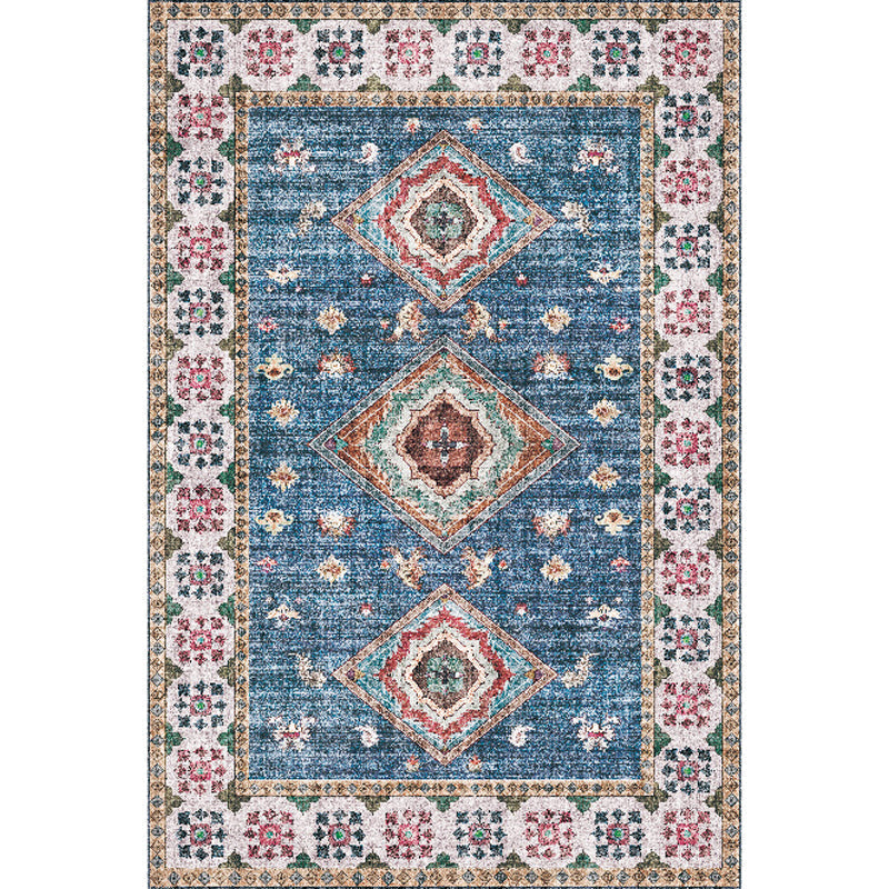 Avtoit | Pink Shabby Chic Carpet Polyester Tribal Floral Pattern Carpet Pet-Friendly Washable Non-Slip Back Carpet for Decoration