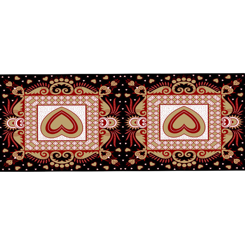 Avtoit | Unique Heart Pattern Rug Black and Green Moroccan Rug Polyester Pet-Friendly Non-Slip Back Washable Rug for the Living Room