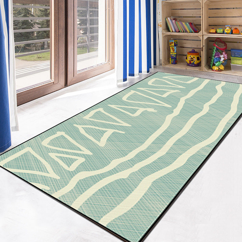 Avtoit | Unique Heart Pattern Rug Black and Green Moroccan Rug Polyester Pet-Friendly Non-Slip Back Washable Rug for the Living Room