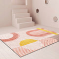 Avtoit | Stylish Orange Modernist Carpet Polyester Geometric Pattern Carpet Washable Pet-Friendly Non-Slip Carpet for the Living Room
