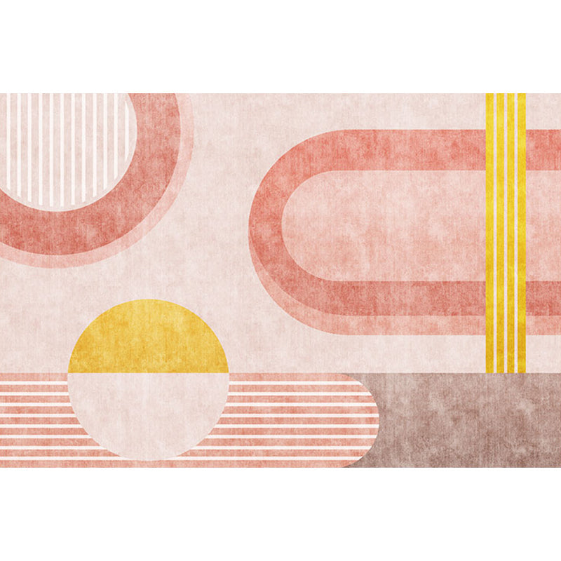 Avtoit | Stylish Orange Modernist Carpet Polyester Geometric Pattern Carpet Washable Pet-Friendly Non-Slip Carpet for the Living Room