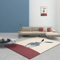 Avtoit | Modernist Vase Pattern Rug Blue and Orange Polyester Rug Non-Slip Back Washable Pet-Friendly Rug for Home