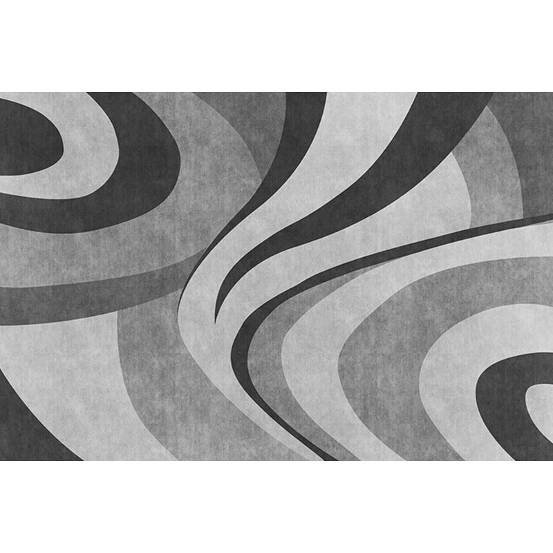Avtoit | Stylish Modernism Carpet Gray and Red Swirl Striped Pattern Carpet Animal-Friendly Non-Slip Washable Area Carpet for Decoration