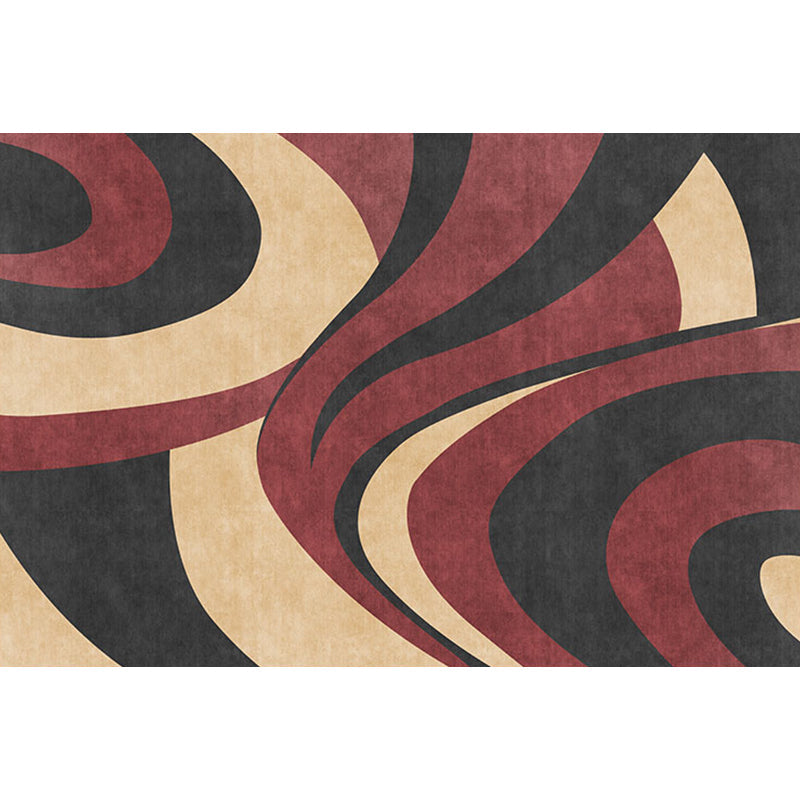 Avtoit | Stylish Modernism Carpet Gray and Red Swirl Striped Pattern Carpet Animal-Friendly Non-Slip Washable Area Carpet for Decoration